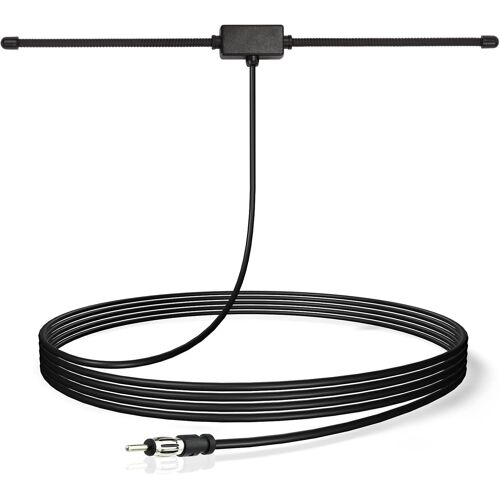 Antenne Autoradio Voiture Pare-Brise Collante Adaptateur Fiche DIN Antenne Dipôle avec 3m Câble Compatible avec Auto Camion Véhicule FM AM Radio Amplificateur HD Lecteur Tuner Récepteur