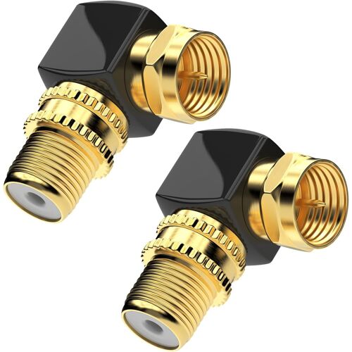 2 x 90 Degree Angled Coaxial Cable Adapter F Plug F Adapter F Adapter Aerial Cable Angled Gold Plated