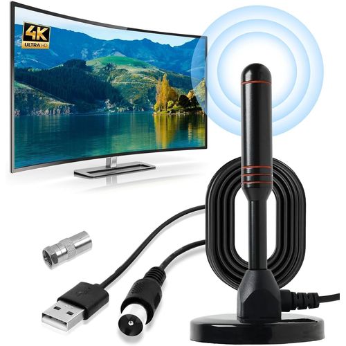 Antenne TV Intérieur et Extérieur avec Base Magnétique Forte,HD Portable,Réception Longue Portée à 360°,Compatible 4K 1080P VHF HDTV Gratuites