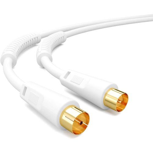 7,5m De Câble D'antenne 8k Uhd Câble D'antenne Hdtv Reliant Le Câble Coaxial À La Prise Câble Coaxial Plaqué Or Avec Noyau De Ferrite 2x Dab+ Dvb-T/T2 Dvb-C/C Blanc