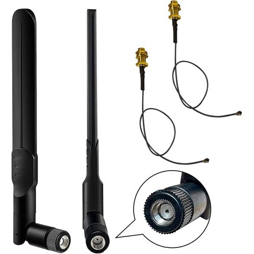 Antenne Wifi Rp-Sma Mâle 8dbi 2.4ghz 5ghz 5.8ghz Lot De 2 Antennes Bi-Bande Câble Coaxial À Femelle Rp-Sma Pour Esp32 Caméra Ip Carte Réseau M.2 Ngff Routeur Wifi