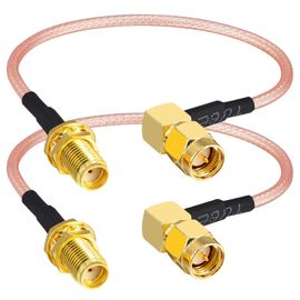 15CM Female to Male Right Angle Extension Angled RG316 15CM Antenna Cable WiFi Antenna Cable Male 90 Degree Connector Female Bulkhead for WiFi Antenna 2PCS