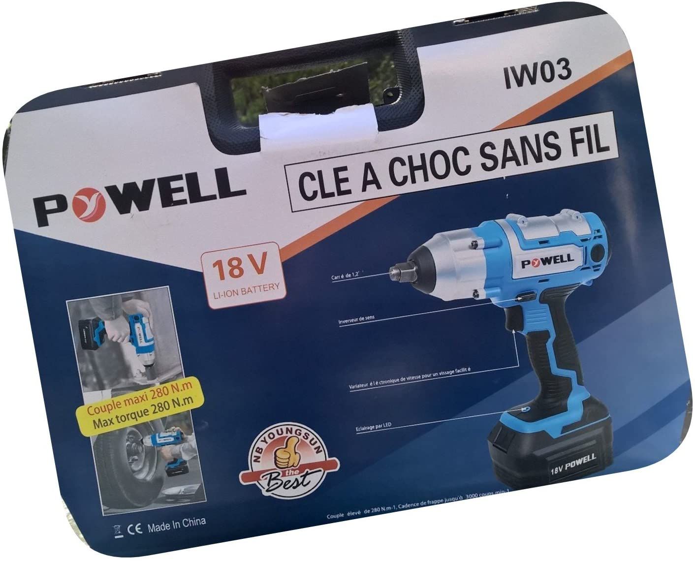 Hecusam 2100 N.M Clé à Chocs Sans Fil Brushless, 3/4" Boulonneuse A Choc Electrique Avec 2 Batterie, Adaptateur 1/2", Visseuse A Choc Pour Voitures Et Machines Lourdes