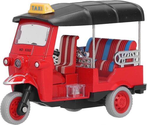 Pull Back Thai Tricycle Car Model Toy Simulation Alloy Vehicle Toy for 3 Years Old + Children(blue)-rouge
