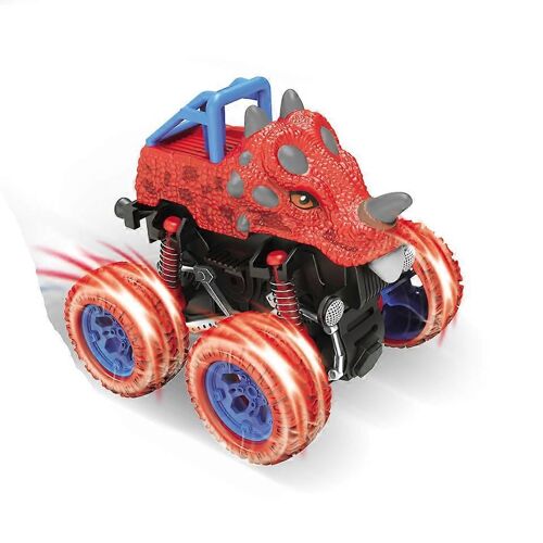 1 children's small toy cartoon dinosaur inertia stunt off-road pull back car toy (red)