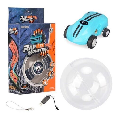 Stunt Rotation Pocket Mini Toy Car Racing Model, Children's Transparent Luminous Toy Car-Bleu