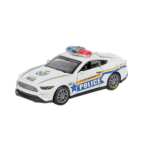 1:36 scale police car alloy die-cast car model decorative decoration, children's toy car toy, with push-up action and door opening, creative gift-Blanc