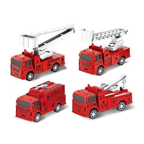 The new children's mini four-wheeled ladder fire toy car model four-piece set