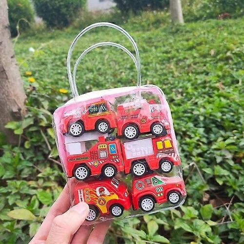 6-PIECE loaded car model children's toys back-to-back car toys mobile vehicles fire trucks for hire-Six camions de pompiers