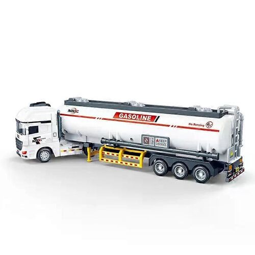 Children's Cartoon Toy Inertial Tank Transport Vehicle Engineering Car Model Inertial Car Model Children's Gift Car Toy-BLANC