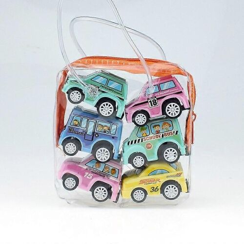 6Pcs Pull Back Car Toys Mobile Machinery Shop Construction Vehicle Fire Truck Taxi Model Baby Mini Cars Gift Children Toys GYH Toy Cars-6 voitures