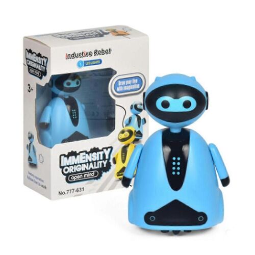 Follow Any Drawn Line Magic Pen Toy Inductive Robot Model Children Kids Toy Gift-bleu