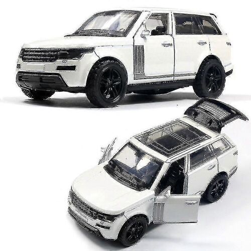 Alloy Off-road Car Model Children's Toy Car Ornament Road H Range Rover-white silent Light, 12cm, Three Doors