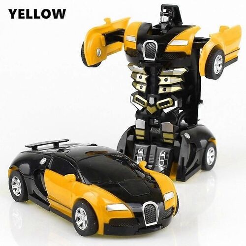 Deformation Robot Inertial Impact Toy Car Toys for Children Kids Boys Girls Car Model Christmas Gifts-Jaune