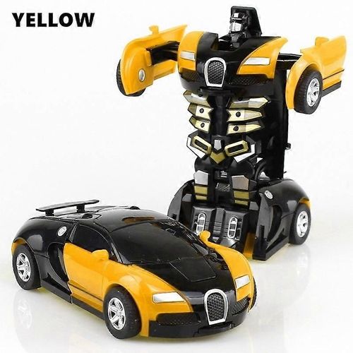 Deformation Robot Inertial Impact Toy Car Toys for Children Kids Boys Girls Car Model Christmas Gifts-Jaune