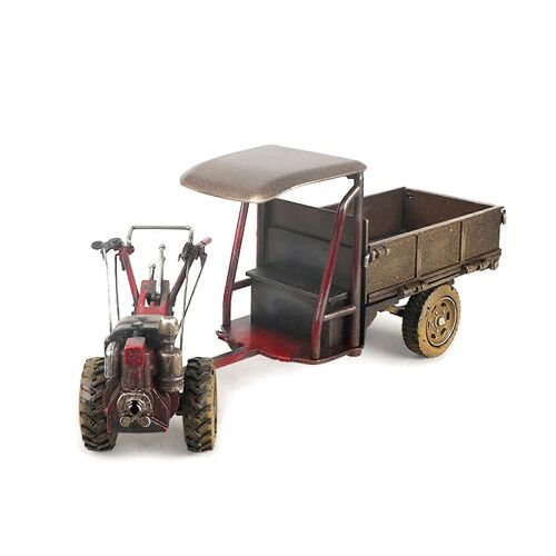 1/16 Retro Hand Tractor Model Alloy Children Toy Car With Carriage Vintage fL-Rouge