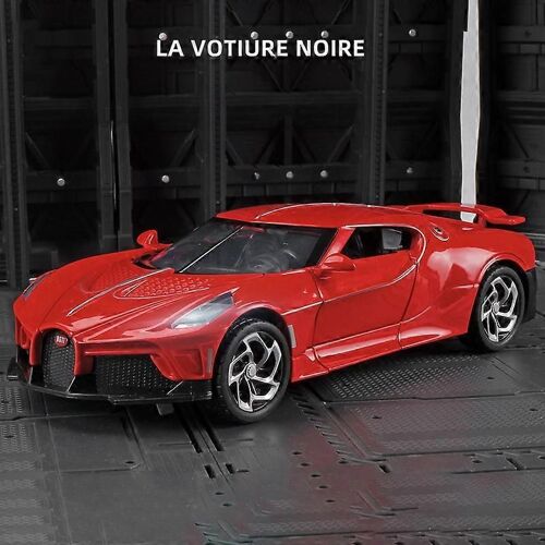 1:24 Bugatti La Voiture Noire Black Dragon Supercar Alloy Car Toy Car Collection Model Car Sound and light Toys For Children-Rouge