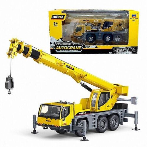Huina 1/50 Alloy Car Model Toys for Boys 70cm Long Arm Crane Engineering Vehicle Construction Cars Collection Children Gift Toy Cars