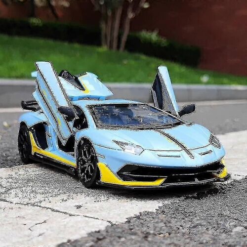 1:24 Lamborghini Aventador SVJ 63 Metal Diecast Car Toy for Children and Collectors-Bleu
