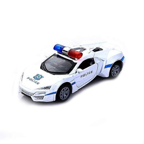 1: 36 alloy police car model children's toy car ornaments pull back car boy toy (LK white, 2 packs)