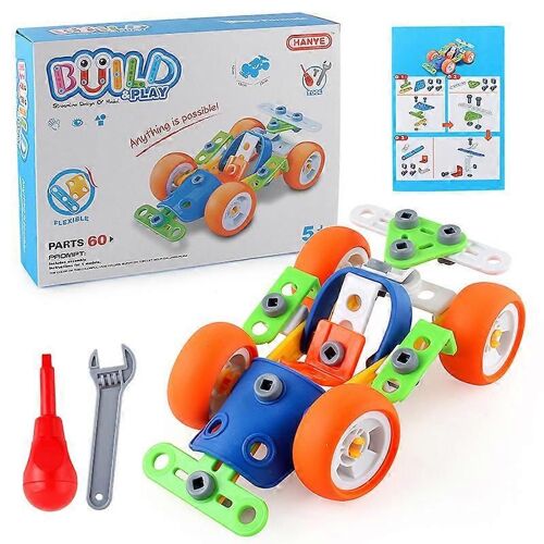 60PC children's large particle building blocks disassembled engineering car diy hand assembled toy car