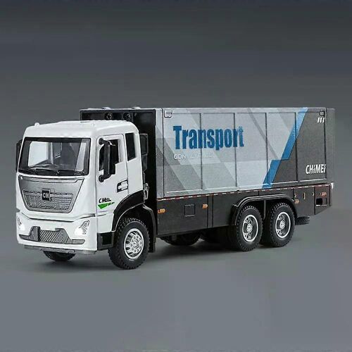 1/32 Alloy Wingspan Container Truck Toy Cars Models 5 Doors Opened Van Light Sound Transport Vehicle Children's Eonal Toys-Bleu