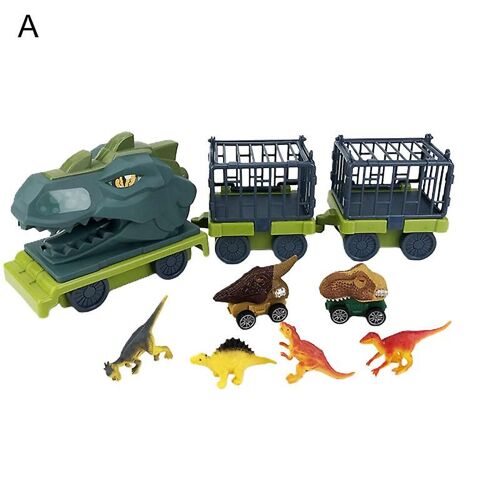 Dinosaur Car Toy Inertial Drive Pull Back Simulated Transport/Container Truck Dino Toy for Children