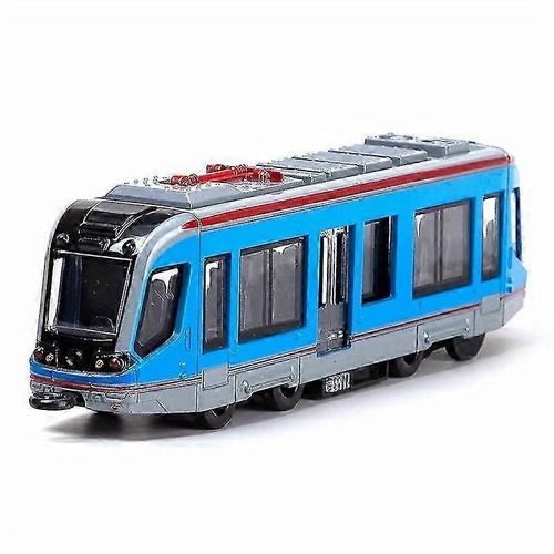 Alloy rail car model children's toy train ornaments pull-back car model boy toy""-bleu