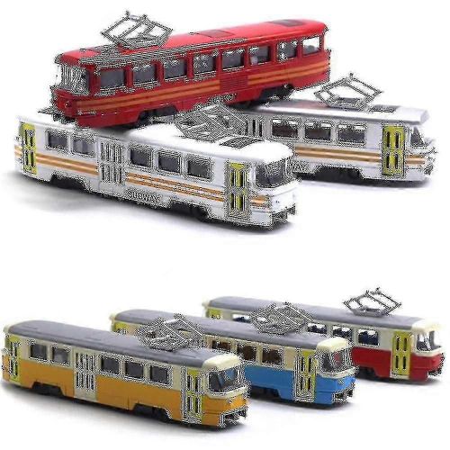 Train Tram Die-cast Toy Car Musical Light-up Children's Toy Holiday Gift-Bleu Gris