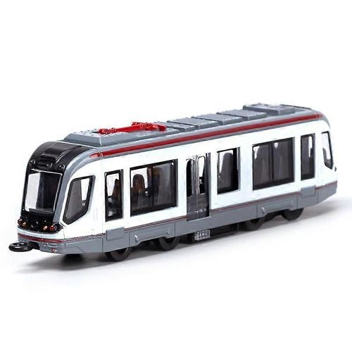 1:64 alloy rail car model children's toy train ornaments pull back car model boy toys (silver, 1 pack)