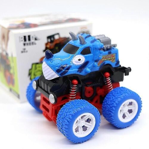 Monster Truck With A Big Wheel, 360 Degrees, Reversal Car, Inertia, Friction, Molded Suv, Children's Toys, Gift'nniversaire For Boys-Dinosaure bleu