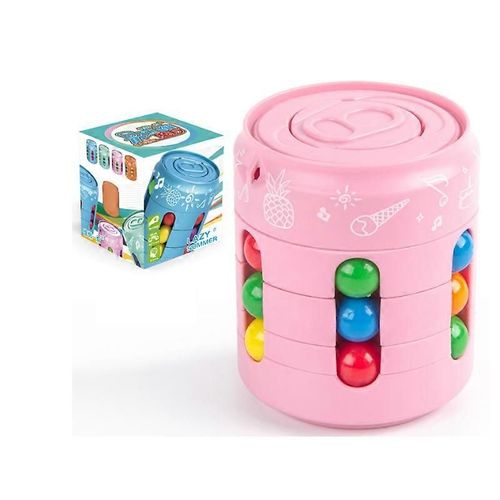 Perles magiques Rubik's Cube en conserve Jeu de rotation intelligent Décompression de rotation des doigts Rubik's Cube-rose