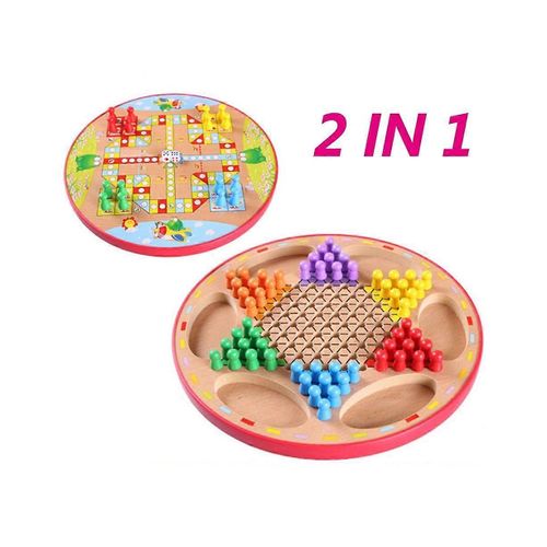 Jeu De Dames Chinois En Bois Double Face 2 En 1, Jeu De Ludo Volant Pour Enfants, Jouet Éducatif Familial