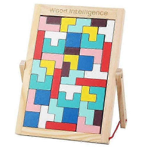Jeu d'empilage de cubes en bois avec briques multicolores, casse-tête Tetris pour enfants