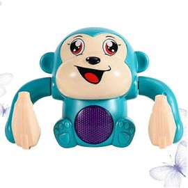 Jouet électrique pour singe à bascule pour bébé-bleu