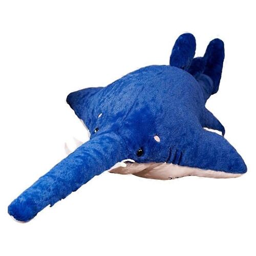 Poupée en peluche de requin à dents de scie simulée, vie marine, requin bleu, baleine, poupée de chiffon-bleu