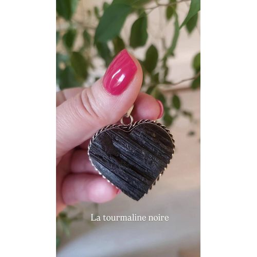 Pendentif C?ur En Tourmaline Noire