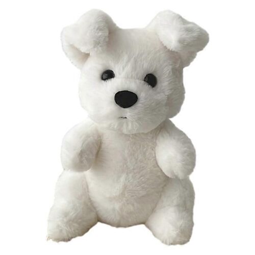 Poupée de confort pour bébé chiot blanc, style girly, jouet en peluche en position assise
