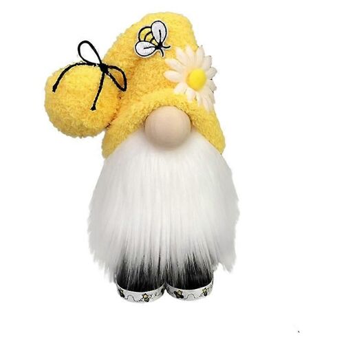 Poupée sans visage mignonne en peluche avec noeud papillon-jaune