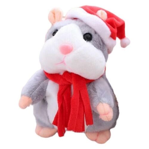 Jouet en peluche électrique intelligent pour hamster, marche, vibration, chant, enregistrement, apprentissage, poupée parlante-gris