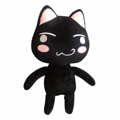 Peluche chat Doro, adorable poupée en peluche à l'expression mignonne-noir