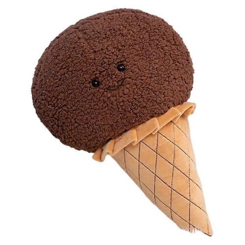 Oreiller en peluche en forme de crème glacée pour enfants, cadeau pour garçons et filles, oreiller décoratif-brun