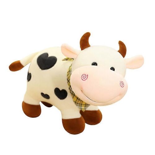 Peluche vache pour poupée, jouet pour dormir, décoration de chambre à coucher, cadeau pour bébé-Blanc