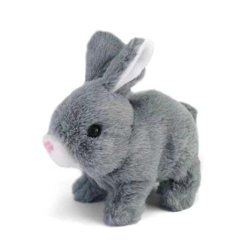 Jouets éducatifs interactifs pour lapins : les lapins peuvent marcher et parler, peluche lapin, lapin de Pâques en peluche, oreilles mobiles, nez qui tremble, marche et sautille-Gris