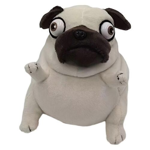 Peluche carlin mignonne et mignonne, poupée de chien carlin laid, cadeau pour enfants, poupée de chiffon aux grands yeux-Pas de chapeau
