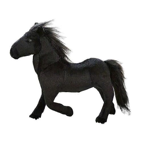 Poupée en peluche de cheval de simulation, poupée ornementale mobile-noir