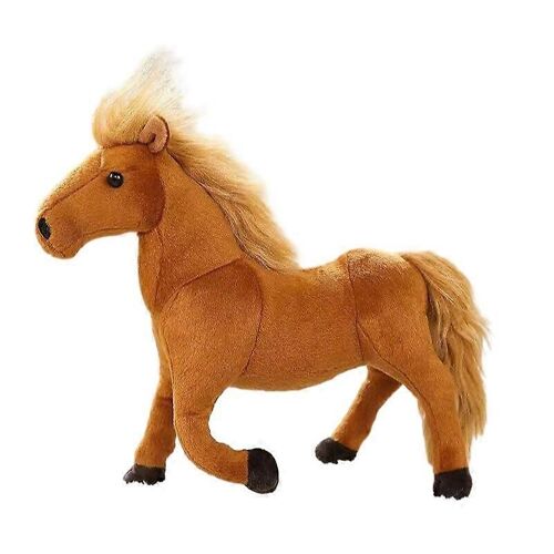 Poupée en peluche de cheval de simulation, poupée ornementale mobile-brun