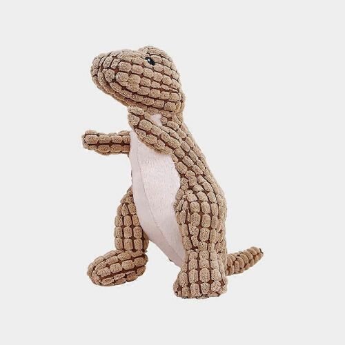 Grand dinosaure pour animaux de compagnie, jouet en peluche pour chien, jouet sonore à mâcher et à grincer, nettoie les dents et absorbe les odeurs-Brun