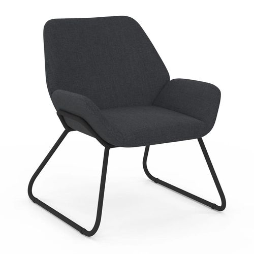 Fauteuil Sixtine En Tissu Gris Anthracite Et Pieds Métal Noirs