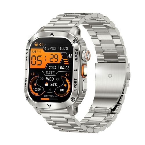 Montre Connectée Étanche Suivi Santé Multi-Sports Écran HD Appels Bluetooth Argent 2 YONIS
